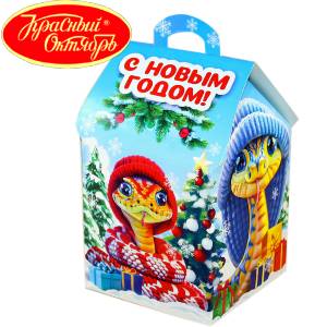 Сладкий подарок на Новый Год в картонной упаковке весом 600 грамм по цене 654 руб в Новошахтинске